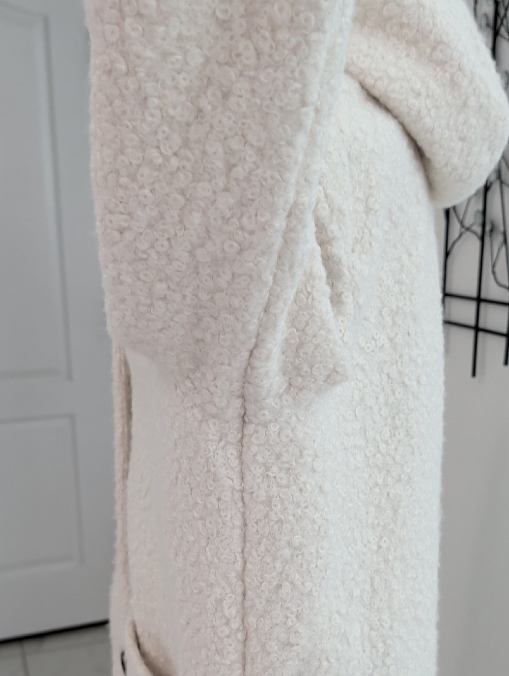 LIke New Cream Hooded Teddy Bear Curly Lamb Hooded Dress Coat a new day L - Picture 8 of 15